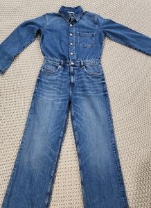 ZARA TRF STRAIGHT LEG DENIM JUMPSUI